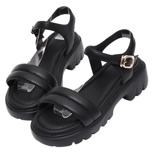 Sandalias de Plataforma Negras Ann's con Tacón, Cierre de Hebilla, Suela Gruesa, Punta Abierta, Estilo Verano, Parte Superior de PU, Suela Exterior de EVA - Product Image 1
