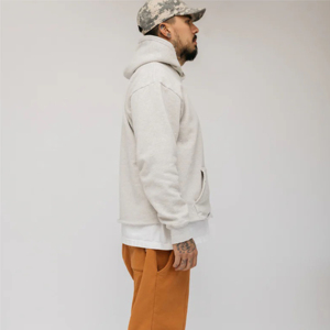 Sweat-shirts à capuche en molleton surdimensionnés, imprimés avec logo personnalisé, demi-zip, color block, 100 % coton, épais et doux pour l'hiver, vente en gros - Product Image 4