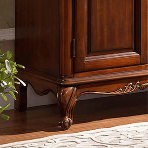 Armario Clásico Europeo de Madera Maciza de Caoba con Acabado en Nogal Oscuro, Tallado Minimalista, Elegante para Dormitorio, Villa, Apartamento, Hotel de Alta Gama - Product Image 3