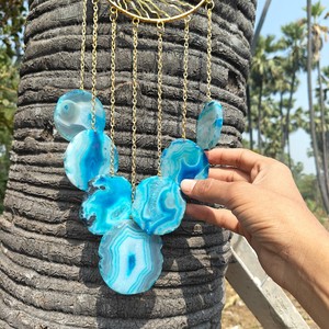 Handmade Blue Agate Moon Shape Wind Chime for Home Decoration Wholesale - Product Image 2
