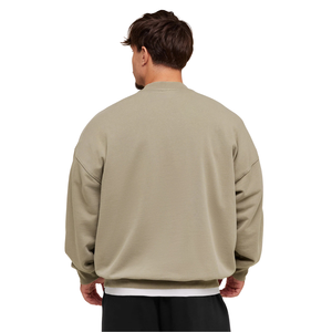 Sudadera Extra Grande para Hombre, Cuello Redondo, Color Marrón, Lino, Estilo Casual Urbano, Felpa Gruesa - Product Image 2