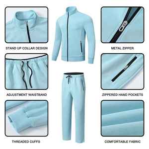 Ensemble de survêtements streetwear personnalisés vierges en gros, ensembles de jogging, vêtements de sport, pantalons de survêtement et vestes, ensemble de survêtement imprimé pour hommes - Product Image 3
