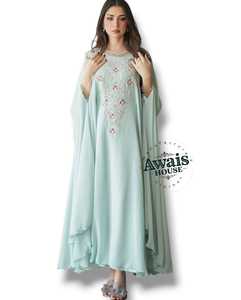 Robe Abaya de Mariage Longue pour Femme, Modèle Awais House, en Polyester Brodé, Col Cœur, Manches Longues, Style Islamique Pudique - Product Image 4