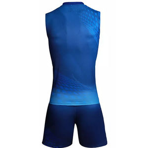 Ensemble maillot et short de volley-ball sans manches, léger, design uni, vêtements de sport, couleur bleu uni, coupe ajustée, uniforme de volley-ball - Product Image 2