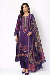 Ssumaira - Conjunto de Fiesta Formal con Camisa de Terciopelo Bordada y Pantalones con Dupatta Estampada Digitalmente, Novedad Especial para Eid - Product Image 2