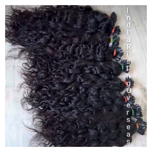 Natural Raw Indian Temple Hair Remy Cuticles Aligned Tangle Free Machine Double Weft Natural <b>Curly</b> Hair <b>Extensions</b> - Product Image 2