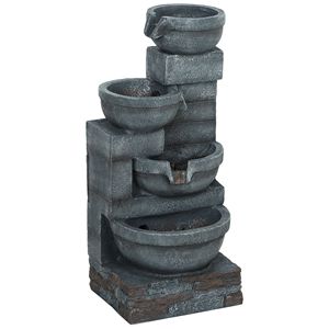 Fontana Moderna a 4 Livelli in Resina con LED e Cascata di Bacchette Decorative, Alta 76 cm, per Parchi - Product Image 1