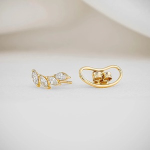 18k Gold Plated Diamond Marquise <b>Stud</b> <b>Earring</b> Graduated Cluster Design Sparkling Natural Diamond Pair Women's Fine Jewelry - Product Image 4