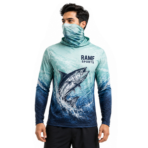 Chemises à capuche pour hommes UPF 50+, protection solaire longue manche, anti-UV, pour la pêche, la course à pied et la natation - Product Image 1