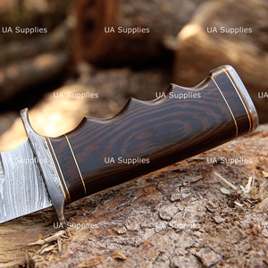 Couteau de chasse et de survie professionnel à lame fixe en acier Damas de haute qualité, forgé à la main, 13 pouces, manche en bois de wengé africain foncé - Product Image 4