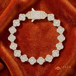 Bracelet en Moissanite Plaqué Or 18K, Bijou Tendance, Bracelet à Maillons Floraux pour Femmes et Hommes, Cadeau Élégant, Bijoux Fins, Styles New York - Product Image 3
