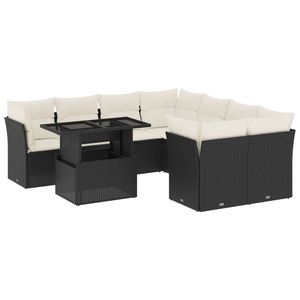 Set Divano da Giardino Nero con Cuscini, Resistente ai Raggi UV, in Rattan PE, Arredamento da Esterno dal Design Contemporaneo, Impermeabile - Product Image 2