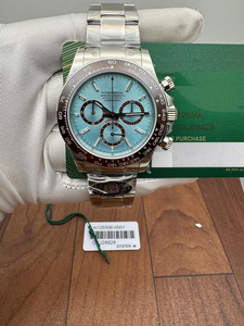 Montre automatique chronographe en acier inoxydable 40 mm, cadran bleu glace, index diamantés, lunette en céramique pour bracelet, mouvement ETA, style Hip Hop - Product Image 3