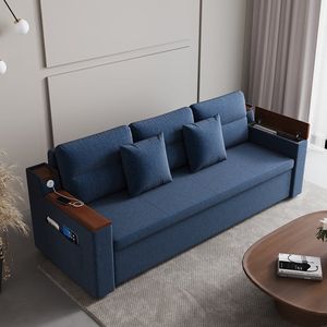 Divano letto in lino da 83 \ "3 posti con porta USB per uso domestico o in ufficio divani letto eleganti e confortevoli - Product Image 4
