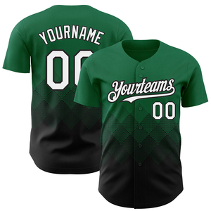 เสื้อเบสบอลสั่งทำสีเขียวดำ ชุดทีมแบบกำหนดเอง ปักหรือพิมพ์ลายแบบซับลิเมชั่น ดีไซน์ OEM เสื้อคอวี - Product Image 1
