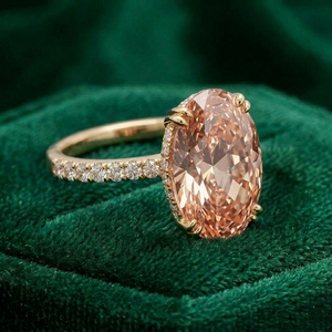 Anillo de Oro Amarillo con Diamante Ovalado Rosa y Piedras Laterales, Diseño Solitario Elegante y Lujoso para Mujer, Joyería Fina, Estilo de Compromiso y Regalo - Product Image 2