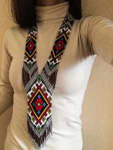 Collar Gerdan Ucraniano Único con Cuentas y Flores de Verano, Collar de Cuentas Tejidas, Collar de Cuentas Ucraniano, Collar de Cuentas Nativas - Product Image 5