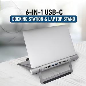 6-in-1 <b>USB</b>-<b>C</b> Docking Station & Foldable Laptop Stand, 4K HDMI, 1Gbps LAN, SD/TF Reader, 100W PD <b>Charging</b>, Dual <b>USB</b> 3.0 - Product Image 4