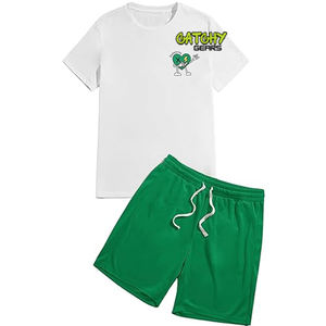 Ensemble de t-shirts en coton tricotés personnalisés pour hommes, imprimés, style décontracté d'été, fournisseur en gros - Product Image 1