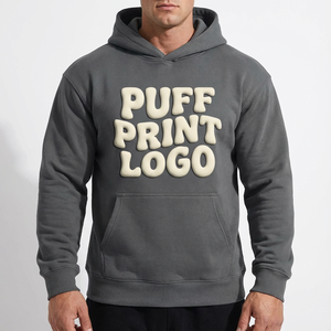 Unisex High Quality French <b>Terry</b> <b>Bulk</b> Streetwear Heavyweight Custom Thick Pullover Hooded Sweatshirt Cotton Puff Printing Hoodie - Product Image 4