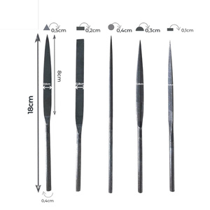 LOW PRICE 5-Piece Multi-Shaped 180mm Industrial-Grade Smooth Cut Natural Finish DIY OEM/ODM Steel Needle File Set with Handles - Product Image 1
