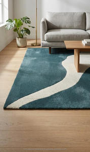 Premium Handmade Handtufted Wool Anti-Slip Rug with Geometric Pattern and <b>Thick</b> Pile for Modern Interiors Hotels and Villas - Product Image 2