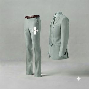 Traje de Pantalón y Chaqueta de Terciopelo Estilo Italiano para Hombre, Antiarrugas, Transpirable, Cierre de Botones, Diseño Plano Frontal, Viscosa/Poliéster - Product Image 4