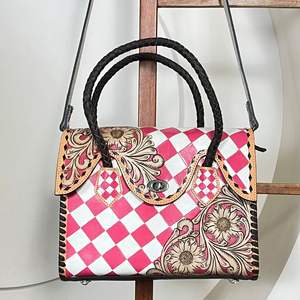Sacs fourre-tout vintage en cuir de vachette à motif damier, faits à la main, grande capacité, sac à bandoulière, sac à main tendance, cadeau, sacs à main pour femmes - Product Image 4
