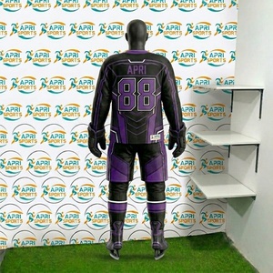 Uniformes de hockey sobre hielo sublimados personalizados al por mayor para hombres adultos, tallas grandes, conjuntos de uniformes de equipo con impresión, de secado rápido y transpirables - Product Image 3