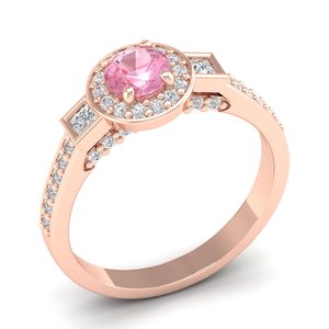 Bague en or rose 14 carats avec pierre précieuse Morganite rose taille ronde 0,5 carat REYES – Vente chaude – Bijoux fins en Moissanite pour mariage – Vente en gros - Product Image 2