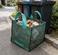 Sacs poubelles de cuisine grand format, robustes, en plastique vert, avec poignées tissées, pour feuilles d'automne et déchets de jardin, épaisseur 0,1 mm, 100-180 g/m²