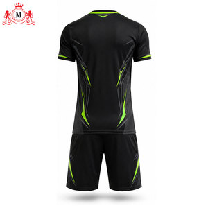 Conjunto de Camiseta y Pantalones Cortos de Fútbol Sublimados en Negro y Verde para Hombre, Uniforme Deportivo Transpirable de Poliéster para Adultos - Product Image 5