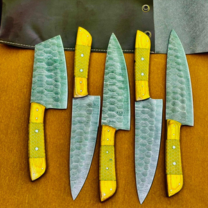 High Quality Durable Sustainable <b>Sharp</b> Damascus Steel Ambidextrous Chef <b>Knife</b> <b>Set</b> 67-Layer Blade Design Five-Piece Handmade - Product Image 5