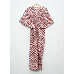 Vestido Túnica Largo hasta el Suelo para Mujer, Negro y Blanco, Elegante y Dulce, Ropa de Playa, Kaftán de Algodón Orgánico con Estampado Floral, Verano - Product Image 6