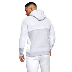 Ensemble sweat à capuche et pantalon de survêtement color block pour homme – Respirant, manches longues, coupe classique, blanc et gris, idéal pour l'automne - Product Image 5