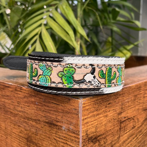 Hand Tooled Leather Adjustable Pet Collar Luxury Designer Quick Release Safety Cowhide Dog Collars with Metal Accessories Buckle - Product Image 3