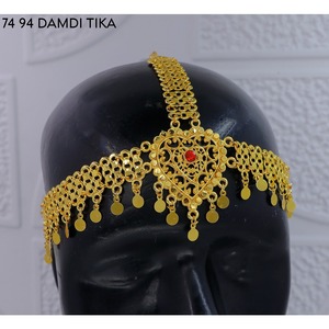 Serre-tête vintage en alliage plaqué or avec strass et pampilles, style ethnique, décoration frontale, chaîne de tête pour femme, idéal pour la danse - Product Image 1