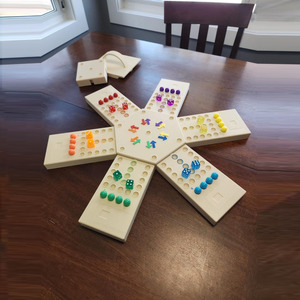 Juego de mesa Ludo de madera para seis jugadores con canicas y dados, juguete de mesa de estrategia multijugador para reuniones familiares y diversión. - Product Image 3