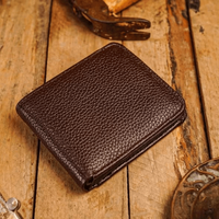 Dompet Kartu Kulit Asli Lipat Dua dengan Banyak Slot Kartu, Penutup Kancing, Dompet Kulit Tipis dan Ringkas