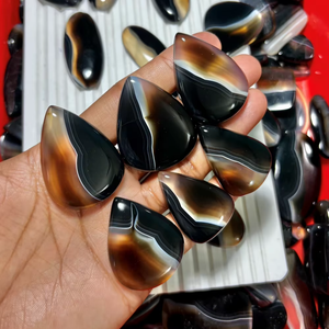 Nueva llegada de piedra de cristal natural de alta calidad para sanación, ágata y ágata negra rayada para la fabricación de joyas. - Product Image 2