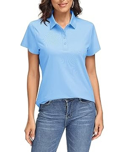 OEM Hot Selling <b>Light</b> Blue Polo T Shirt for Women High Quality Polo Shirts with Custom Designs and Colors Stylish Sports t-Shirt - Product Image 3