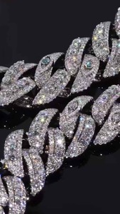 Chaîne cubaine en argent sterling 925 avec diamants Moissanite VVS glacés, personnalisée, style Hip Hop, pour hommes, mode de luxe, vente en gros - Product Image 5