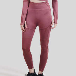 Custom Logo Simple Solid Womens High Waist Sports Leggings Breathable Seamless <b>Yoga</b> <b>Pants</b> Spandex/Nylon Material - Product Image 5