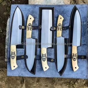 Ensemble de 9 couteaux de chef professionnels en acier Damas avec manche coloré, collection de couteaux de cuisine, vente en gros, fabrication OEM - Product Image 1