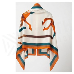 Women's Square <b>Silk</b> Scarf Striped Pattern Elegant Multi-Functional Fashion Accessory All Seasons - Product Image 4