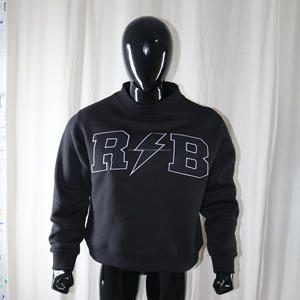 เสื้อสเวตเชิ้ตคอเต่าสีดำ R B BLACK 100% สีดำ ปักลายแบบ Applique คอเสื้อกว้าง CLUSH INDUSTRIES - Product Image 1