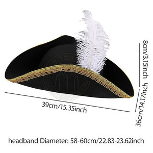 Custom Made Adults Tricorn <b>Hat</b> Structured Crown Elegant Brim Design Comfortable Inner <b>Band</b>-Lightweight Party Character - Product Image 5