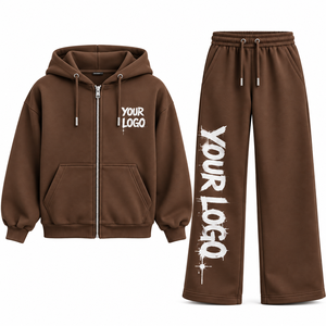 Wholesale Oversized Men's Women's Heavyweight Cotton Plus Size Men's Hoodies & <b>Sweatshirts</b> Custom <b>Vintage</b> Wash Zip Up Hoodie Set - Product Image 1