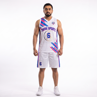 Vente en gros de maillots de basket-ball personnalisés imprimés par sublimation XS, ensemble de maillots de sport pour hommes, micro-mesh respirant sans manches