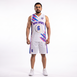 Vente en gros de maillots de basket-ball personnalisés imprimés par sublimation XS, ensemble de maillots de sport pour hommes, micro-mesh respirant sans manches - Product Image 1